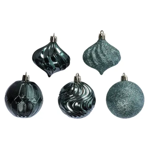 Set Holiday Time de 30 esferas con diferentes texturas azul Navidad - 6 cm