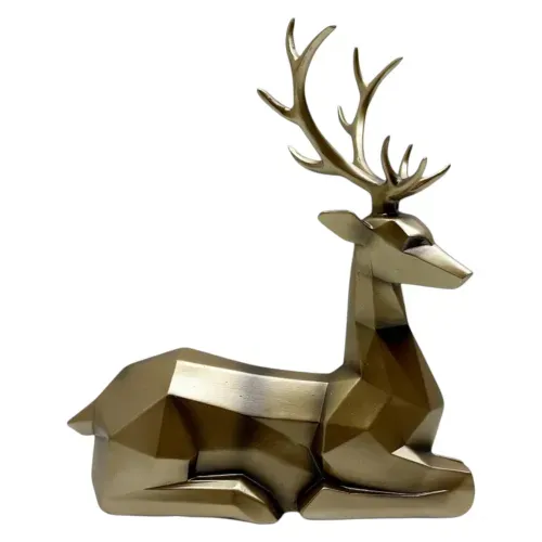 Reno Holiday Time acostado de resina color bronce Navidad - 29 cm