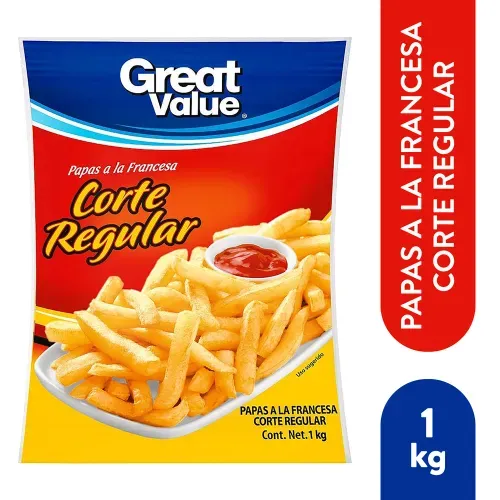 Papas Fritas Great Value Congeladas Corte Regular - 1 kg