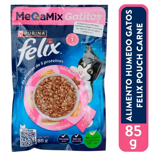 Comida húmeda para Gatitos Felix carne en salsa 85 g