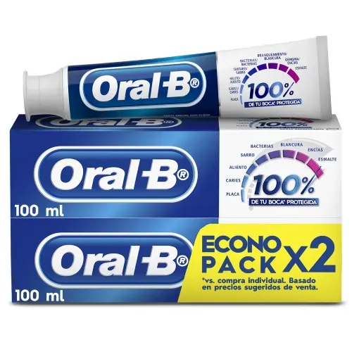 Pasta Dental Oral-B 100% De Tu Boca Cuidada - 2 Ud de 100 ml c/u