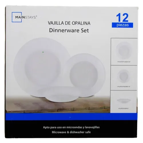 Ms Set De Vajilla De Opal 12pz Colo Blan