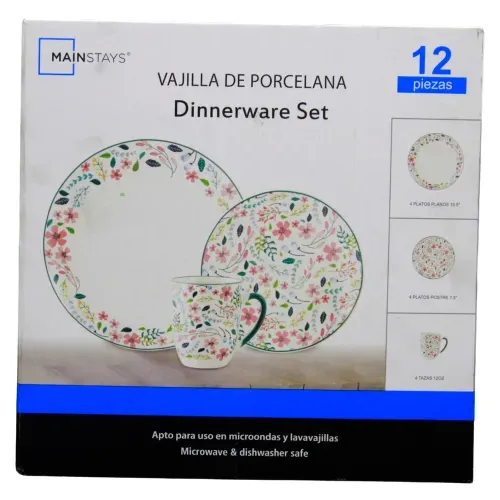 Ms Set De Vajilla De Porcelana 12pz Flor