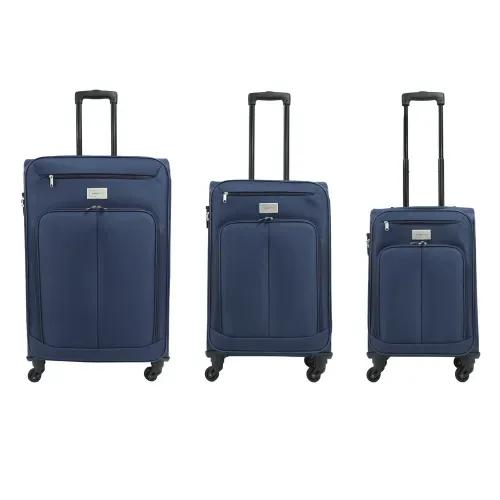 Set De 3 Maletas Mainstays Con Rodos Color Azul - 3 Pzas