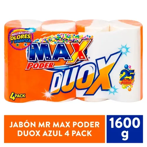 Jabón Max Poder Duox Azul Blancura, Colorido y Suavidad 1600 g