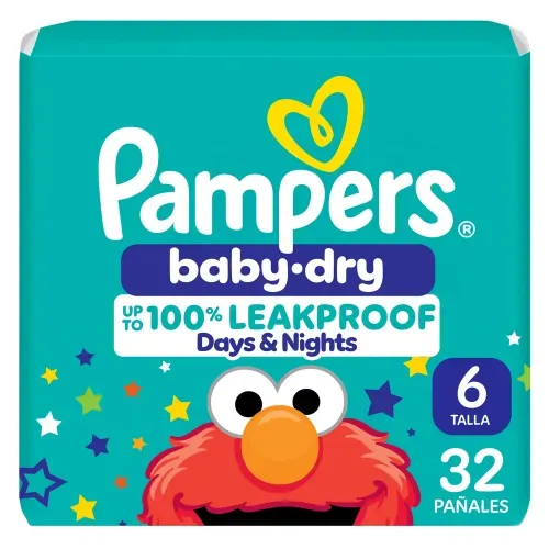 Pañales Pampers Baby-Dry Talla 6 10-20 kg - 32 Uds