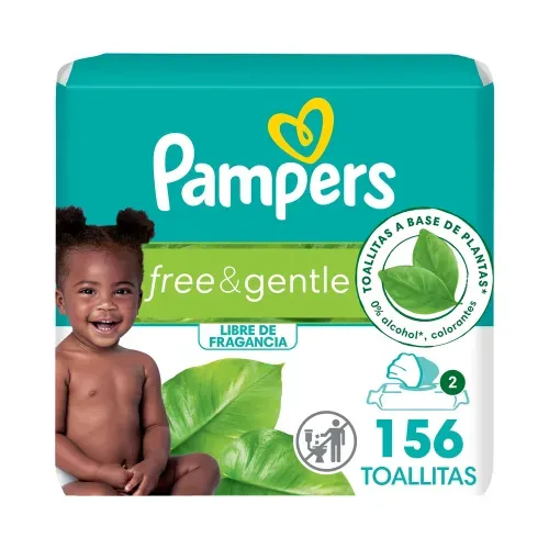 Toallitas Húmedas Pampers Free & Gentle Sin Fragancia - 156 Uds