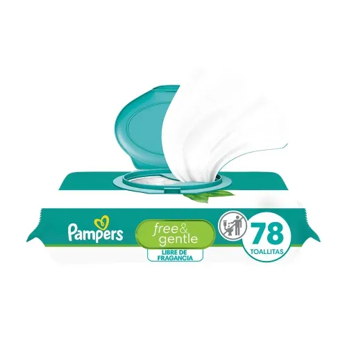 Toallitas Húmedas Pampers Free & Gentle Sin Fragancia - 78 Uds