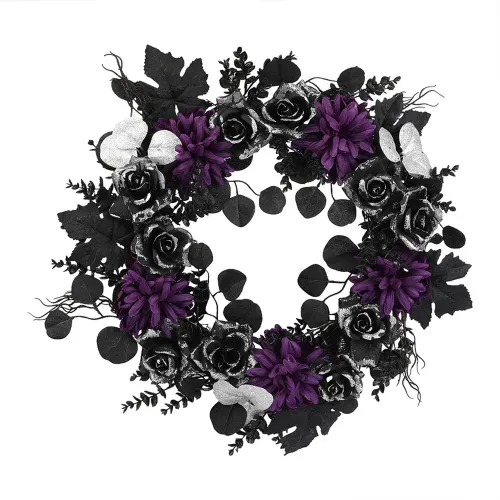Corona Way To Celebrate decorativa con rosas Halloween - 60 cm