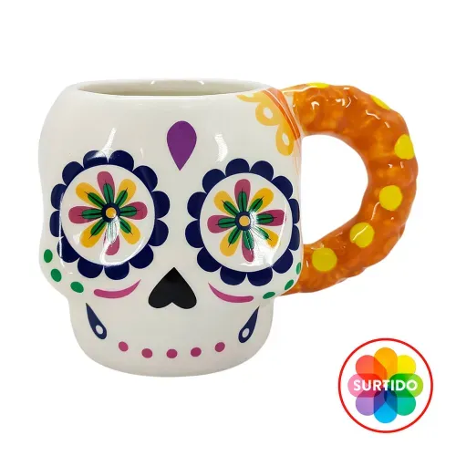 Taza Way To Celebrate de cerámica con diseño de Catrina Halloween