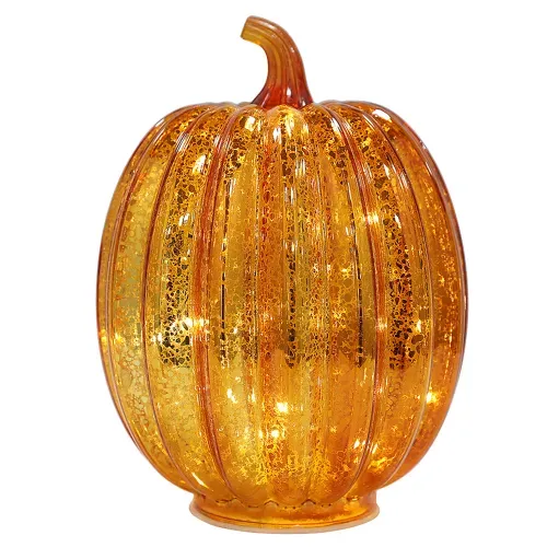 Calabaza Way to Celebrate de vidrio iluminada con 10 luces LED Navidad - 20 cm