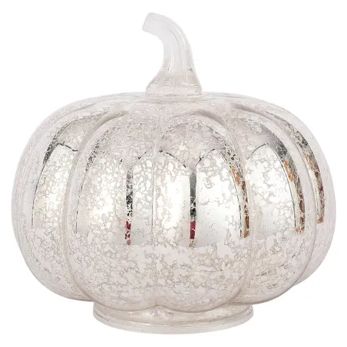 Calabaza Way to Celebrate decorativa de vidrio y metal para Navidad - 15 cm