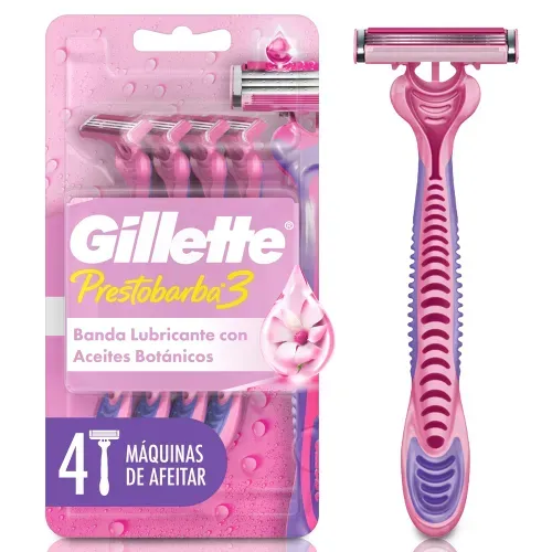 Máquina Afeitar Mujer Gillette Prestobarba3 3 Hojas - 4 Uds