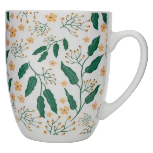Ms Taza De Porcelana 12onz Floral Verde