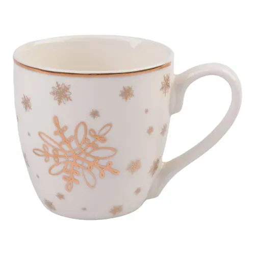 Taza Holiday Time de New Bone China con copo de nieve Navidad
