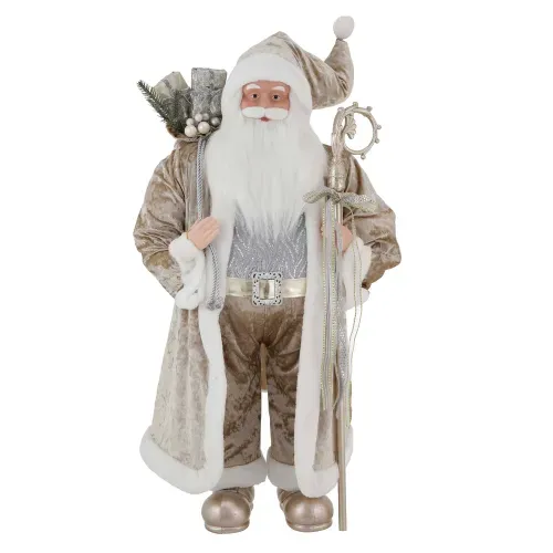 Santa Holiday Time de tela en color dorado decorativo Navidad - 91 cm