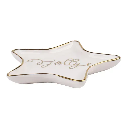 Plato Holiday Time en forma de estrella con copo de nieve de Navidad