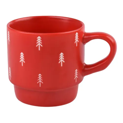 Taza Holiday Time para café con diseño de pinos Navidad