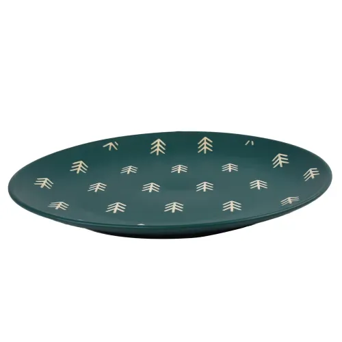 Plato Holiday Time verde con árbol de Navidad - 25 cm