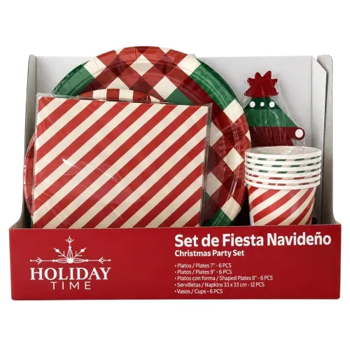 Desechables Holiday Time con diseño de Navidad - 36 Uds