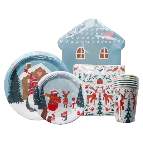 Desechables Holiday Time Navidad - 36 Pzas