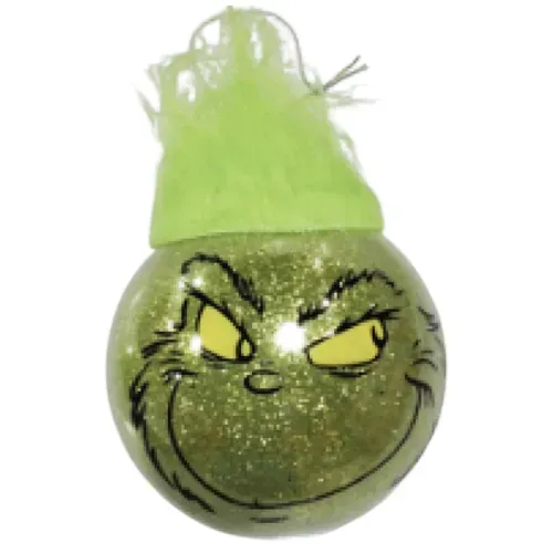 Bola Grinch para mascota con cabello decorativo Navidad - 10 cm