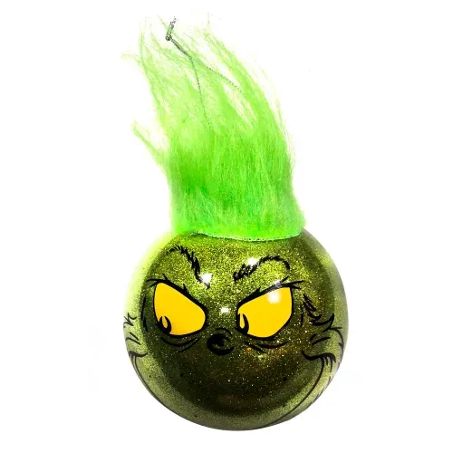 Bola Grinch para mascota con cabello y diseño de Navidad - 10 cm