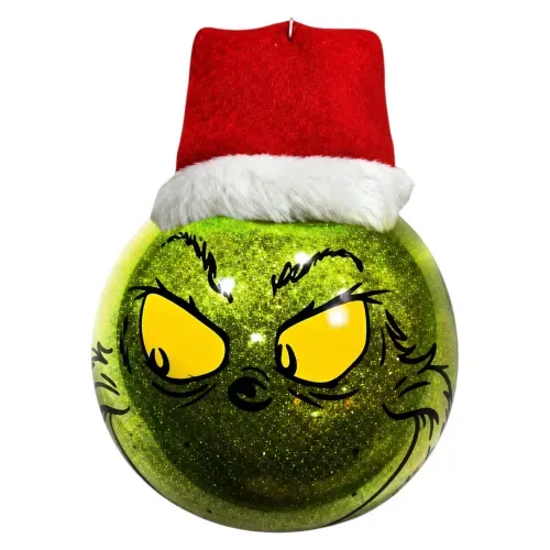 Bola Grinch mascota con sombrero Navidad - 10 cm