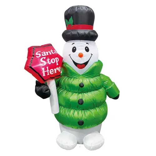 Inflable Holiday Time nieve con cartel Navidad - 1.82 m