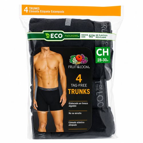 Boxer Fruit Of The Loom Ajustado Corto Color Negro 4 Pack Talla S