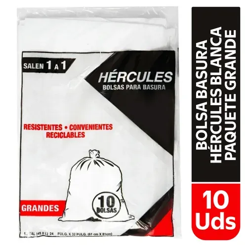 Bolsa Bas Hercules Blanca Paquet Grande 10U