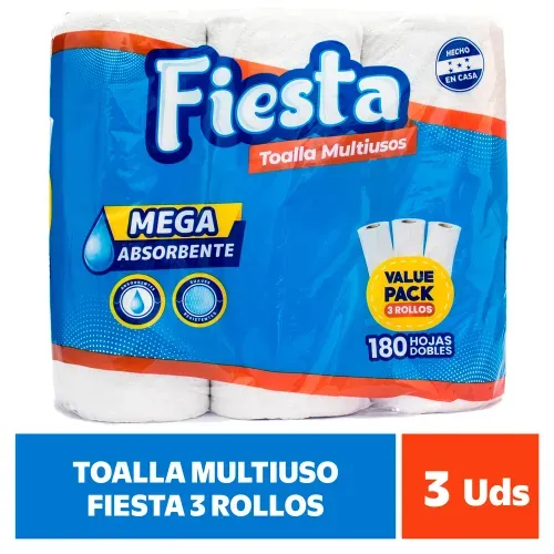 Toalla Multiuso Fiesta 3 Rollos 180Hd