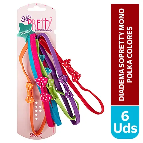 Diadema De Cabello Sopretty Mono Polka Colores 6 Und