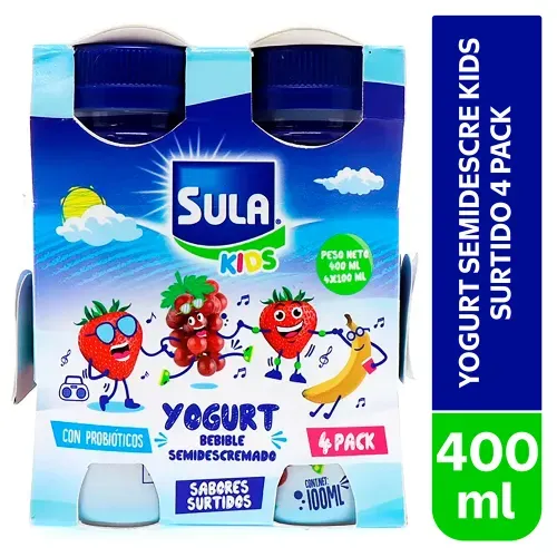 Yogurt Semi descremado Kids Surtido 4 Pack - 400 ml