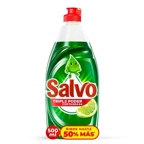 Jabón Líquido para Trastes Salvo Limón Remueve Grasa - 500 ml