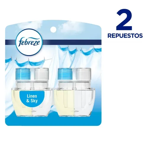 Repuestos Febreze Plug Linen Sky Aroma Fresco y Ligero - 2 Repuestos