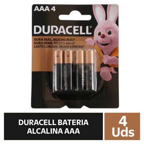 Bateria Duracell Alcalina AAA - 4 Unidades