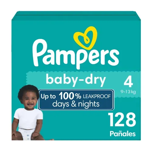 Pañales Pampers Baby-Dry Talla 4 Protección Contra Derrames - 128 Uds