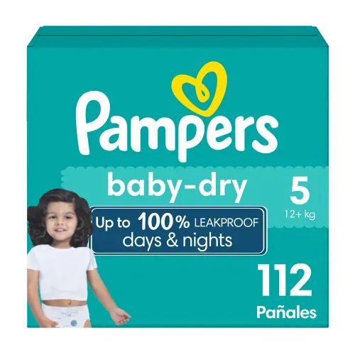 Pañales Pampers Baby-Dry Talla 5 Protección Contra Derrames - 112 Uds