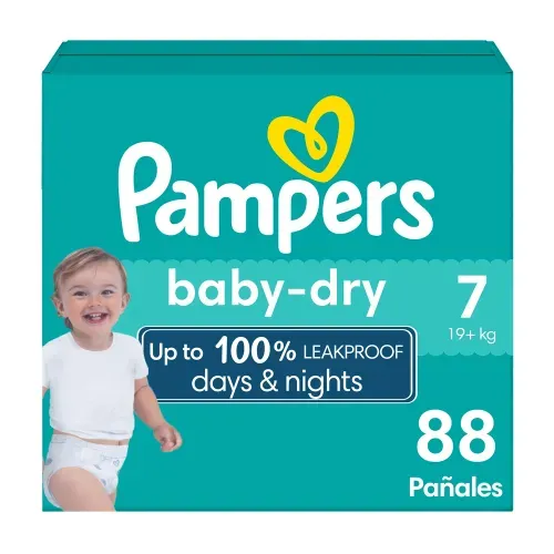 Pañales Pampers Baby-Dry Talla 7 Protección Contra Derrames - 88 Uds