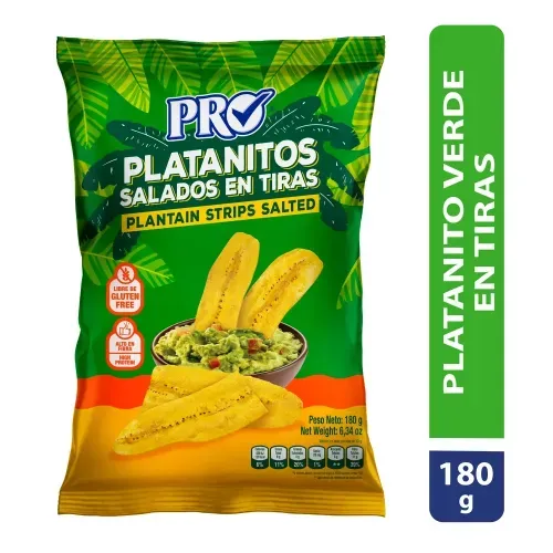 Snacks Pro Platano Verde Con Sal Tiras - 180 g