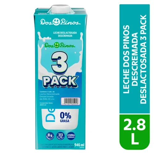 Leche Dos Pinos descremada deslactosada 3 Pack - 3000 ml