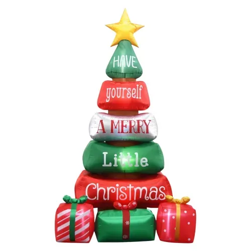 Inflable Holiday Time de árbol con caja de regalo para Navidad - 3 m