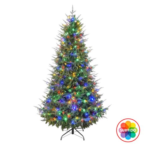 Árbol Holiday Time verde iluminado decorativo Navidad - 2.28 m