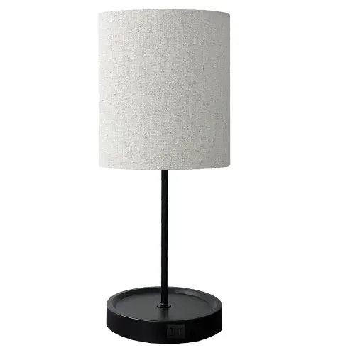 Lámpara de mesa Hometrends color negro con puerto USB y tipo C - 48 cm
