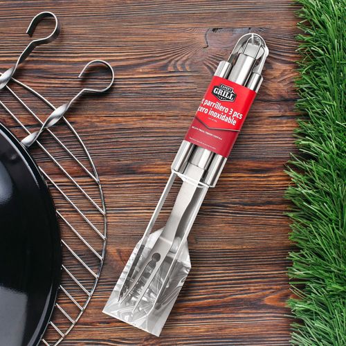 Juego parrillero Expert Grill acero inoxidable -3 pzas