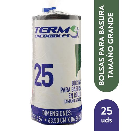 Bolsa Basura Termoencogibles Rollo Grande color Negro -25 Uds