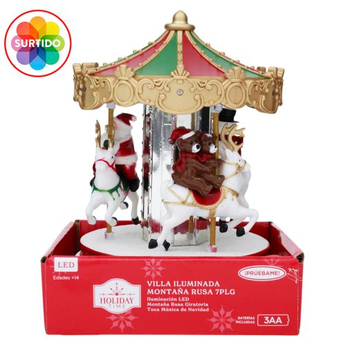 Decoración Holiday Time de montaña rusa animada para Navidad - 17 Pulgadas