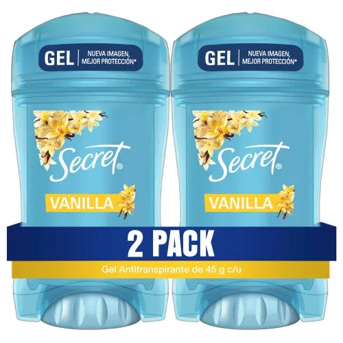 Gel Invisible Antitranspirante Secret Vainilla 2 Uds - 45 g c/u