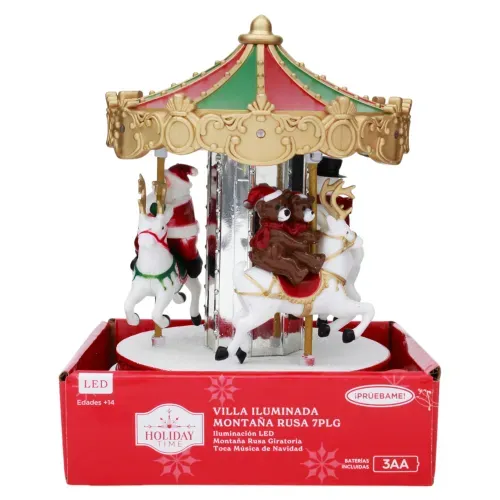 Decoración Holiday Time de montaña rusa animada para Navidad - 17 Pulgadas